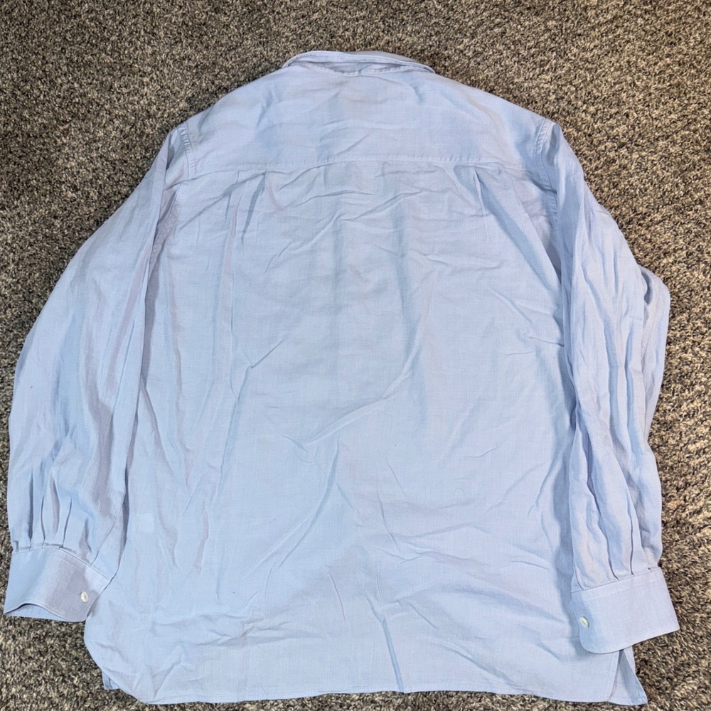 Ermenegildo Zegna Mens XL Blue Cotton Twill Button Down Shirt Made in Italy - Picture 7 of 7
